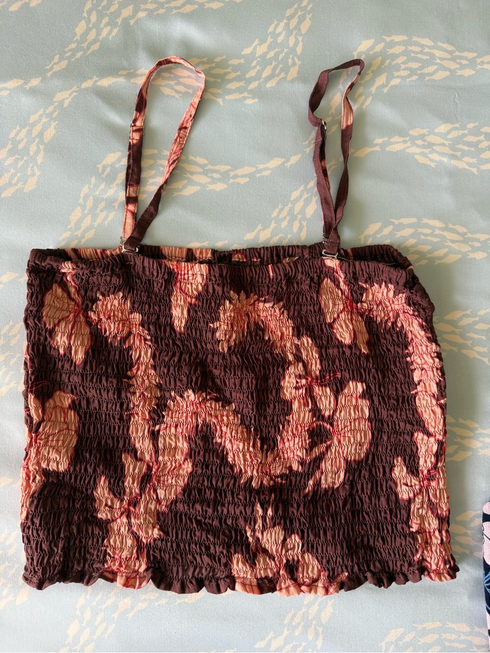 Yireh + MahinaMade Smocked Floral Cami Tank Top in Brown & Pink